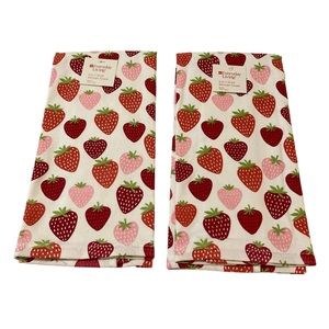 2 Everyday Living 2-in-1 Dual Kitchen Towels Strawberries 100% Cotton NWT